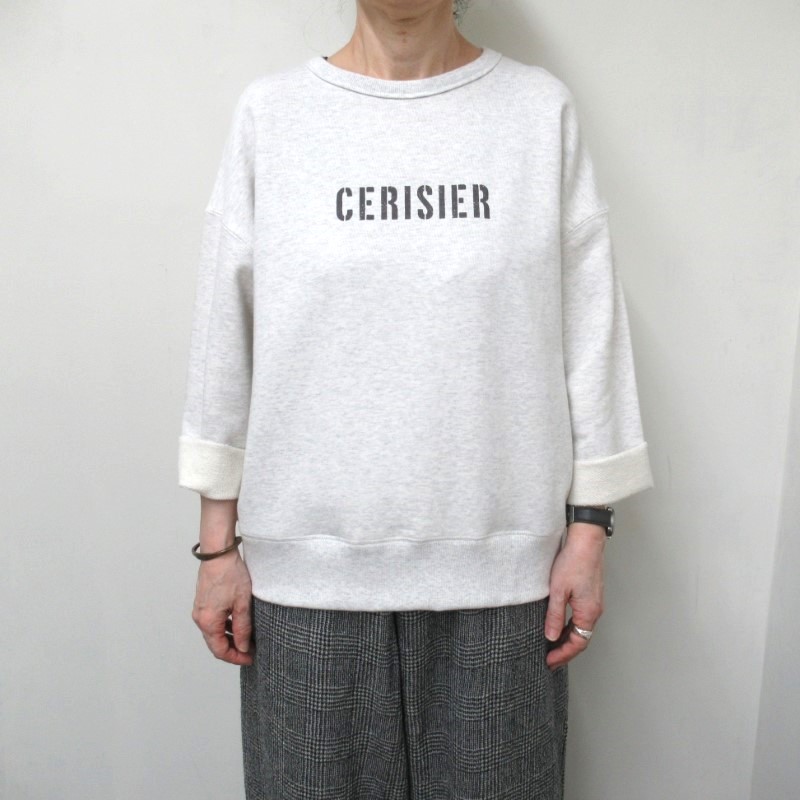 NOUVELLES DU PARADIS ロゴ8分袖プルオーバー(CERISIER)/oatmeal03 【日本製】